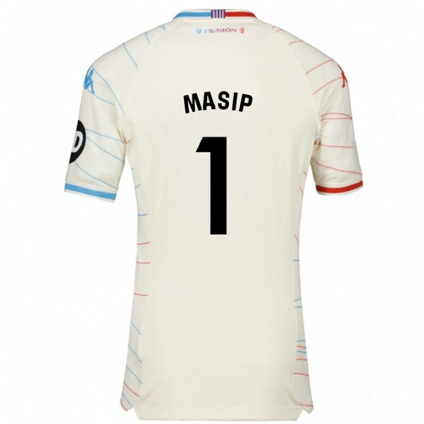 Danxen Bambino Maglia Jordi Masip #1 Bianco Rosso Blu Kit Gara Away 2024/25 Maglietta