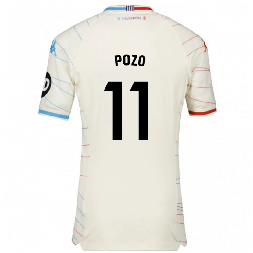 Danxen Bambino Maglia Manuel Pozo #11 Bianco Rosso Blu Kit Gara Away 2024/25 Maglietta