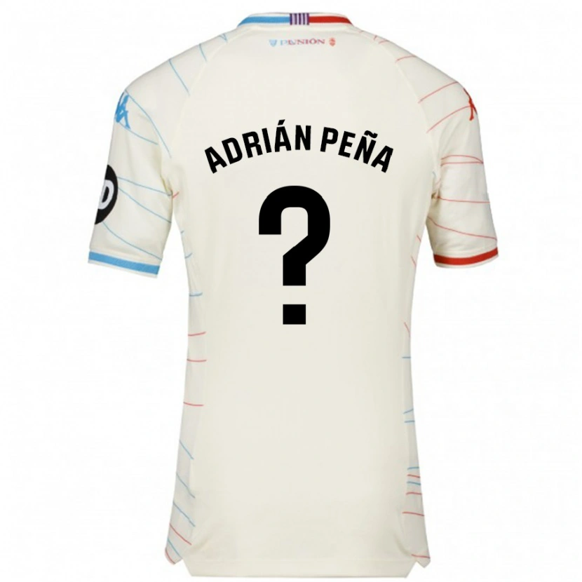 Danxen Bambino Maglia Adrián Peña #0 Bianco Rosso Blu Kit Gara Away 2024/25 Maglietta