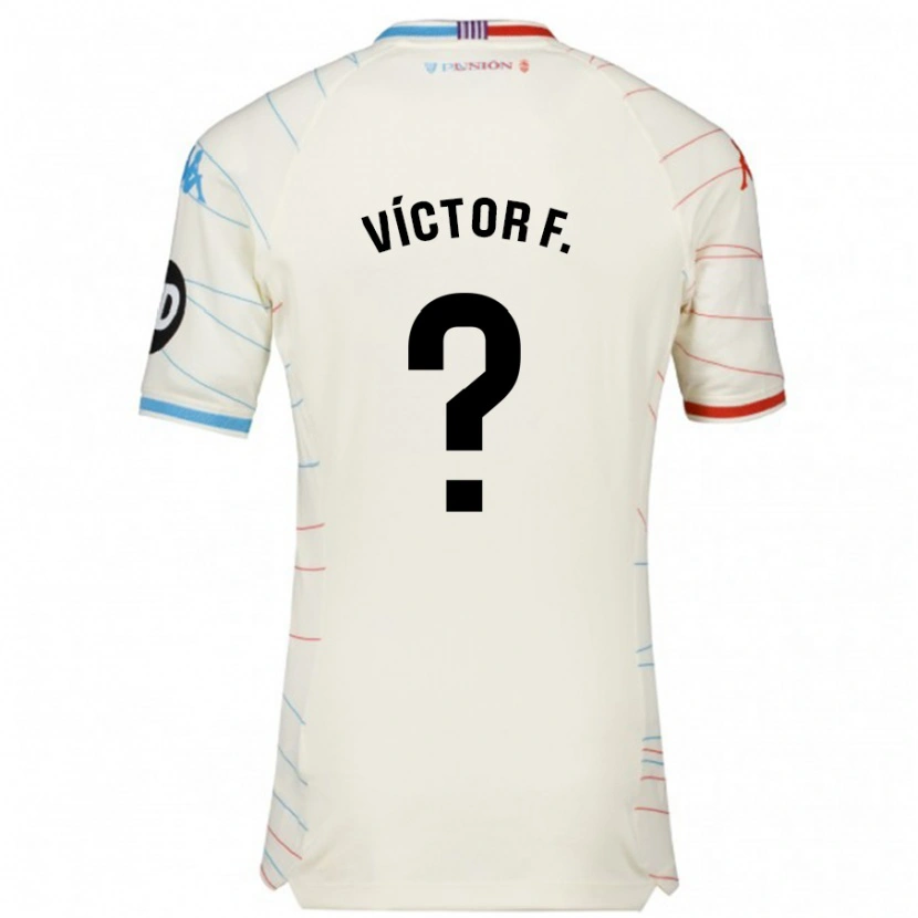 Danxen Bambino Maglia Víctor Fernández #0 Bianco Rosso Blu Kit Gara Away 2024/25 Maglietta