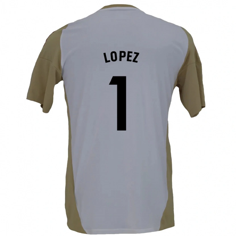 Danxen Bambino Maglia Luis López #1 Marrone Bianco Kit Gara Away 2024/25 Maglietta
