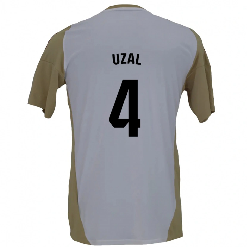 Danxen Bambino Maglia Yeray Uzal #4 Marrone Bianco Kit Gara Away 2024/25 Maglietta
