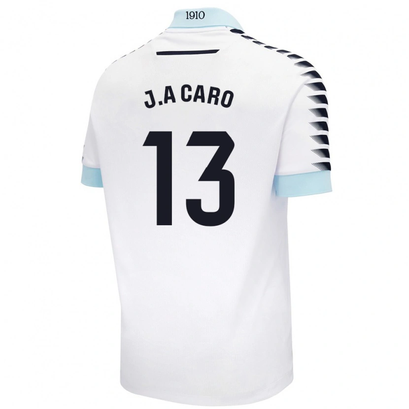 Danxen Bambino Maglia José Antonio Caro #13 Bianco Blu Kit Gara Away 2024/25 Maglietta