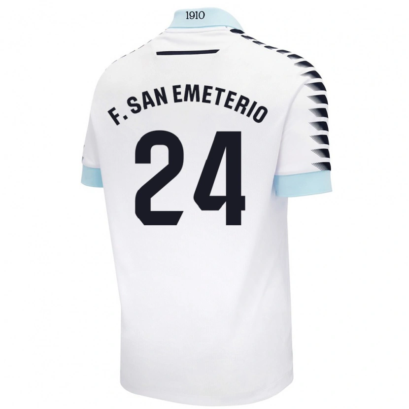 Danxen Bambino Maglia Fede San Emeterio #24 Bianco Blu Kit Gara Away 2024/25 Maglietta