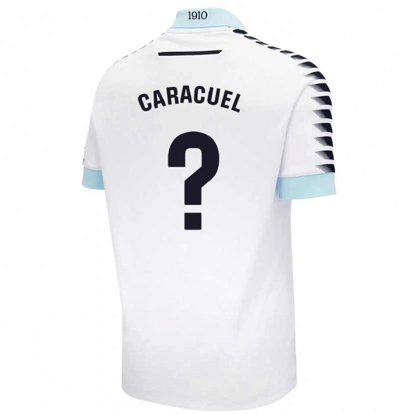 Danxen Bambino Maglia Toni Caracuel #0 Bianco Blu Kit Gara Away 2024/25 Maglietta