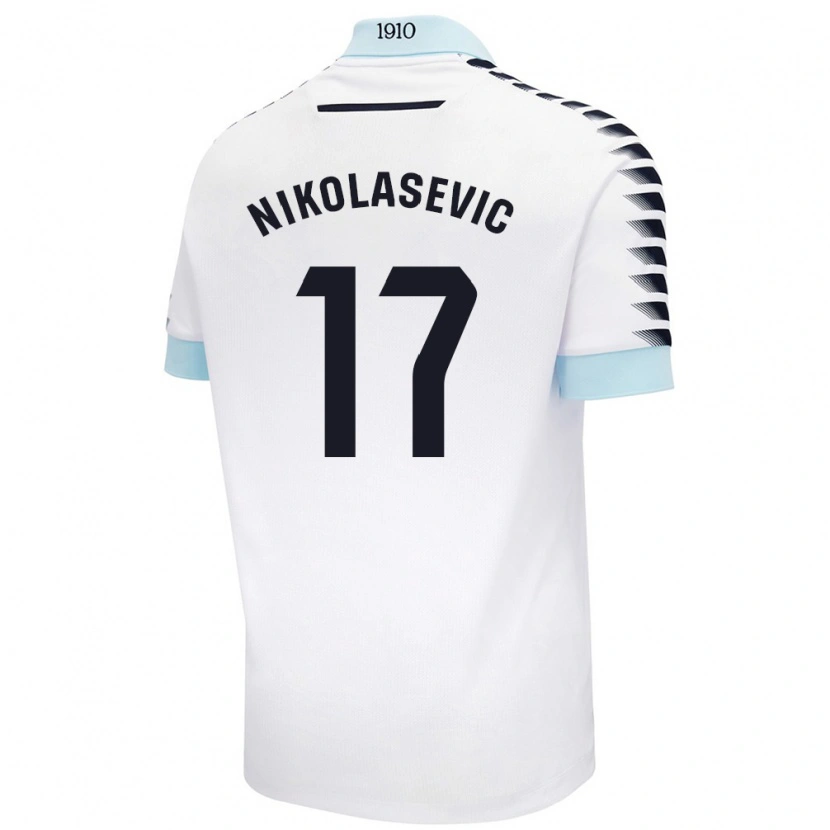 Danxen Bambino Maglia Mirko Nikolasevic #17 Bianco Blu Kit Gara Away 2024/25 Maglietta