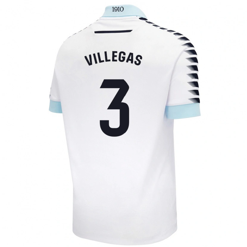 Danxen Bambino Maglia Virginia Villegas Rico #3 Bianco Blu Kit Gara Away 2024/25 Maglietta