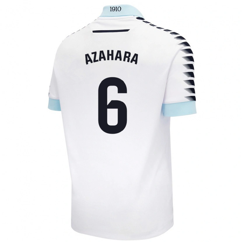 Danxen Bambino Maglia Azahara #6 Bianco Blu Kit Gara Away 2024/25 Maglietta