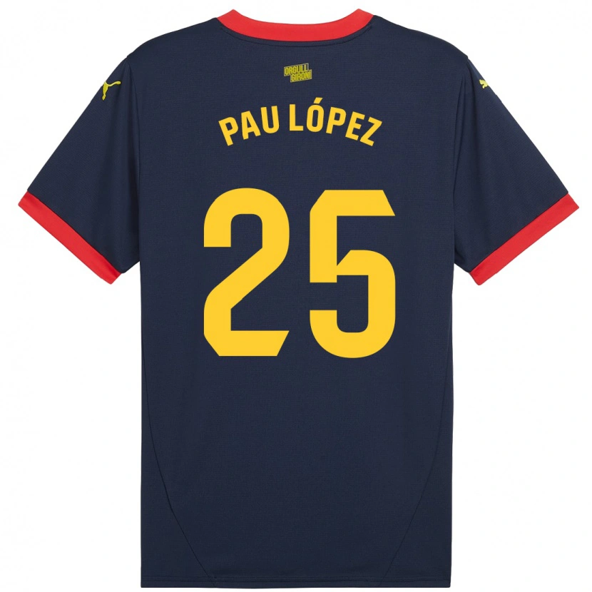 Danxen Bambino Maglia Pau López #25 Rosso Navy Kit Gara Away 2024/25 Maglietta