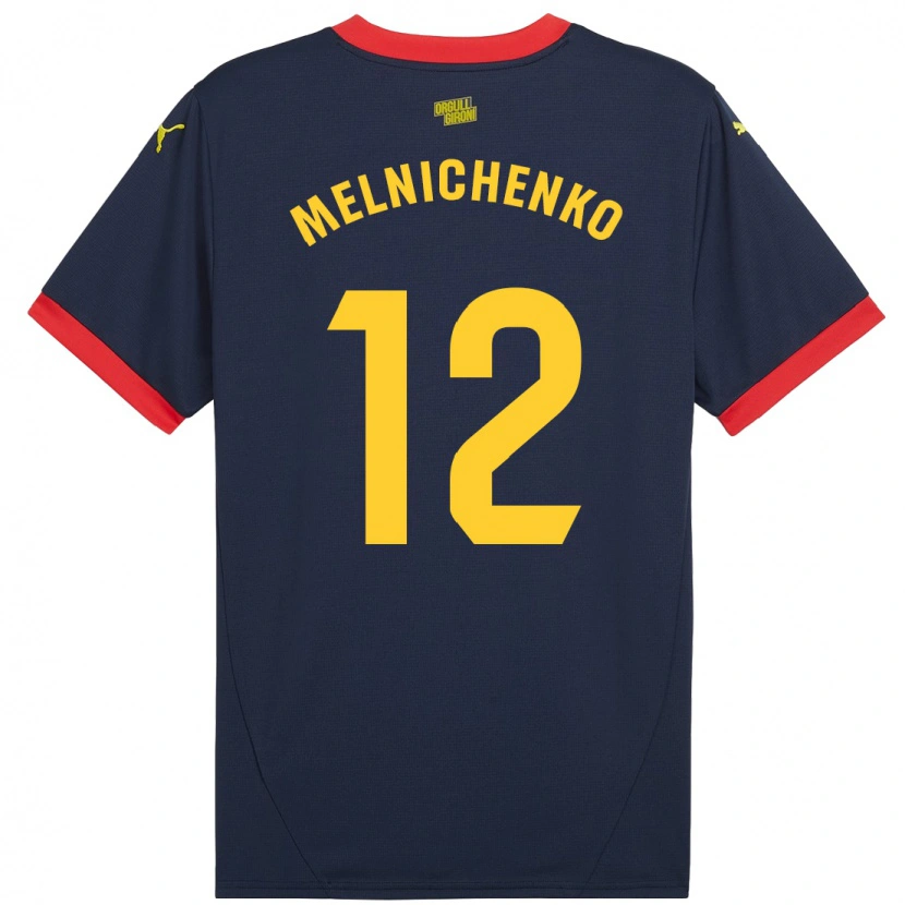 Danxen Bambino Maglia Dmytro Melnichenko #12 Rosso Navy Kit Gara Away 2024/25 Maglietta