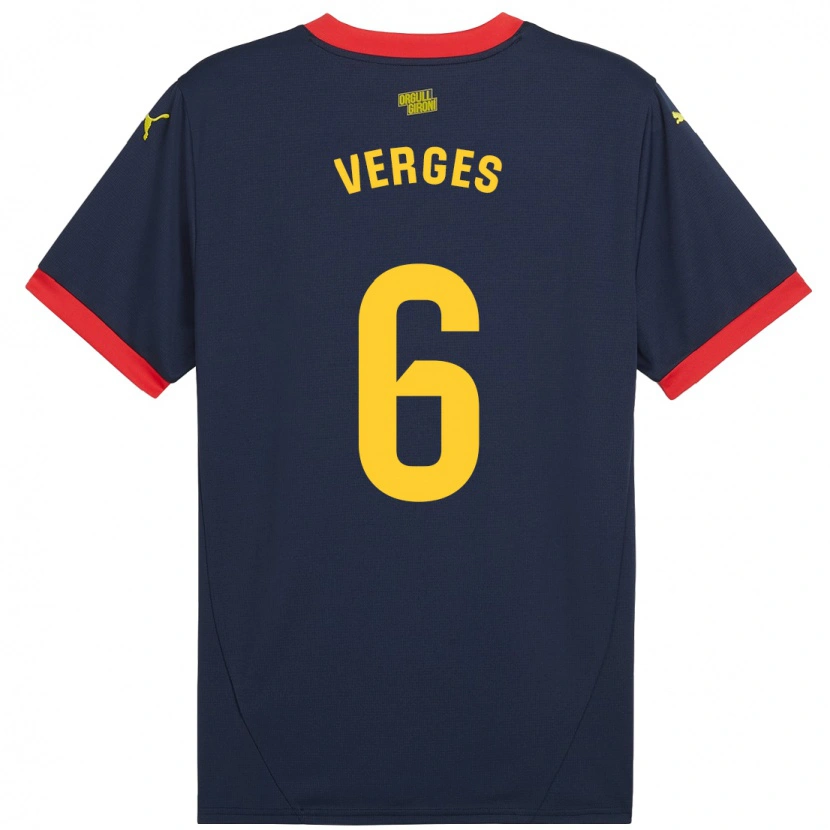 Danxen Bambino Maglia Mar Vergés #6 Rosso Navy Kit Gara Away 2024/25 Maglietta