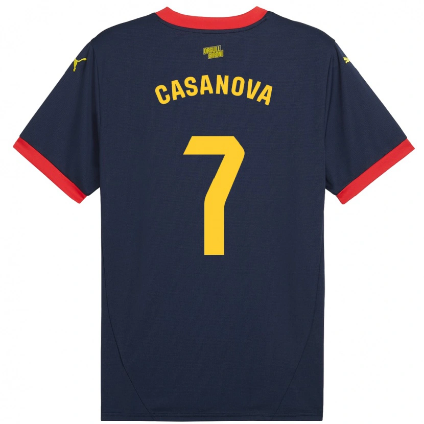Danxen Bambino Maglia Àstrid Casanova #7 Rosso Navy Kit Gara Away 2024/25 Maglietta