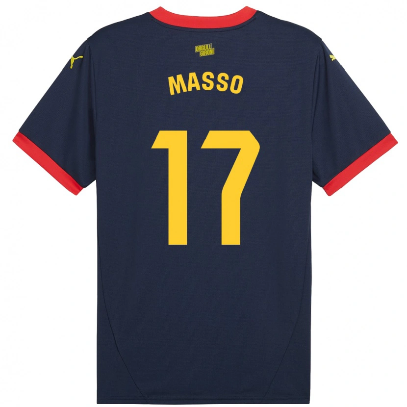 Danxen Bambino Maglia Ainoa Massó #17 Rosso Navy Kit Gara Away 2024/25 Maglietta