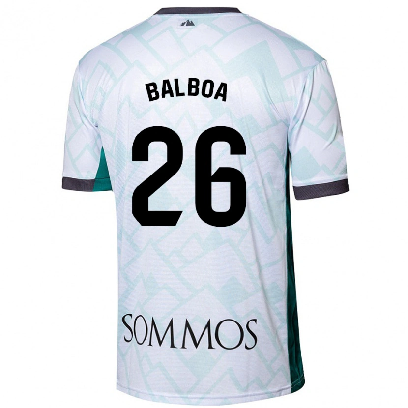 Danxen Bambino Maglia Álex Balboa #26 Bianco Verde Kit Gara Away 2024/25 Maglietta
