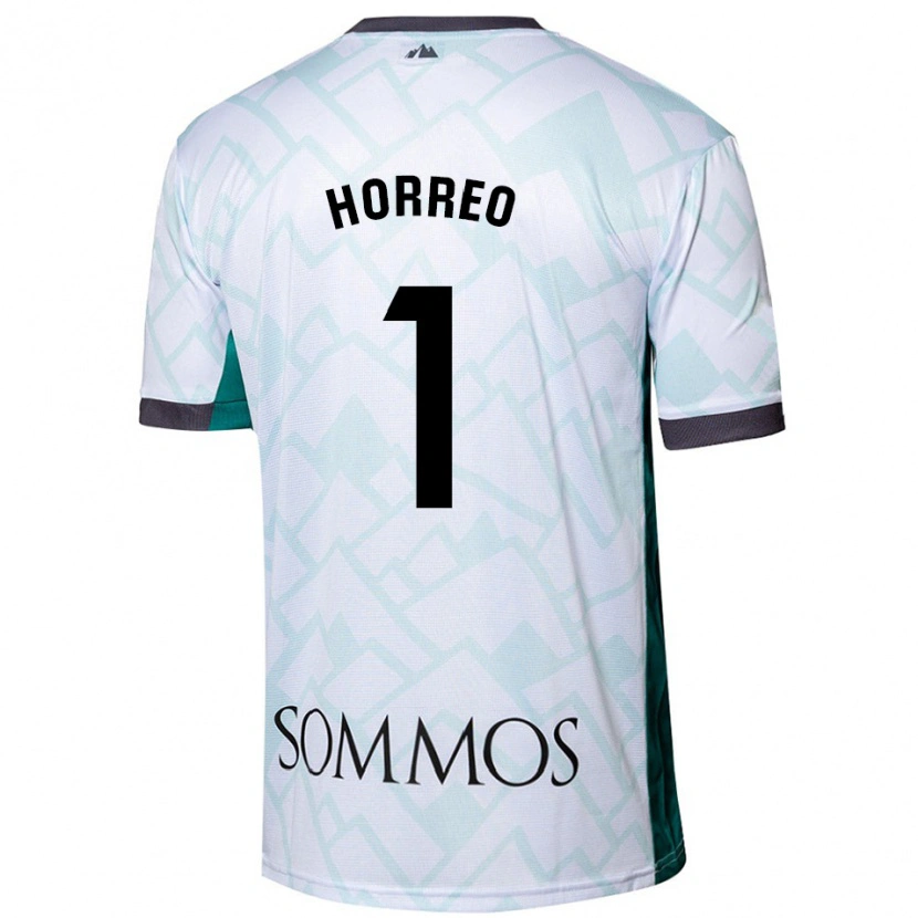 Danxen Bambino Maglia Berto Hórreo #1 Bianco Verde Kit Gara Away 2024/25 Maglietta
