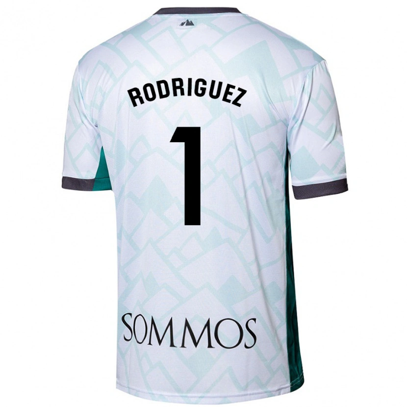 Danxen Bambino Maglia Nuria Rodríguez #1 Bianco Verde Kit Gara Away 2024/25 Maglietta