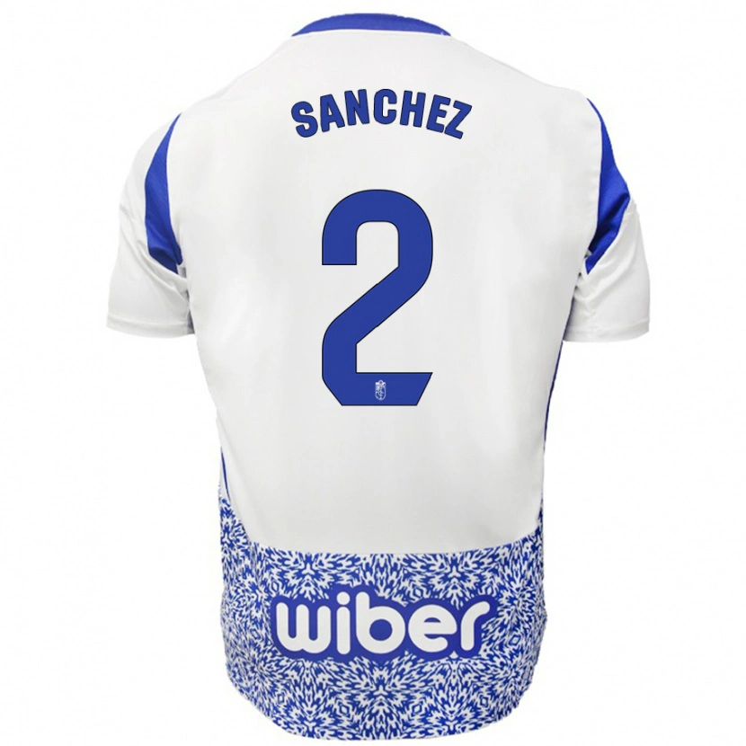 Danxen Bambino Maglia Rubén Sánchez #2 Bianco Blu Kit Gara Away 2024/25 Maglietta