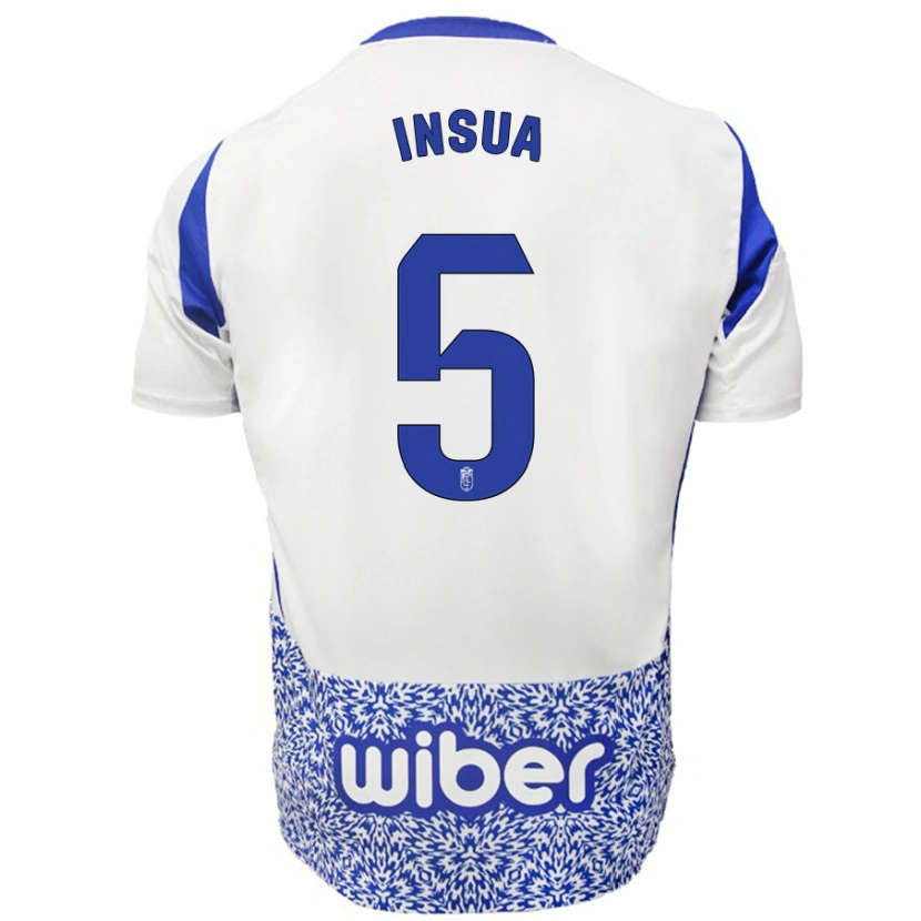 Danxen Bambino Maglia Pablo Insua #5 Bianco Blu Kit Gara Away 2024/25 Maglietta