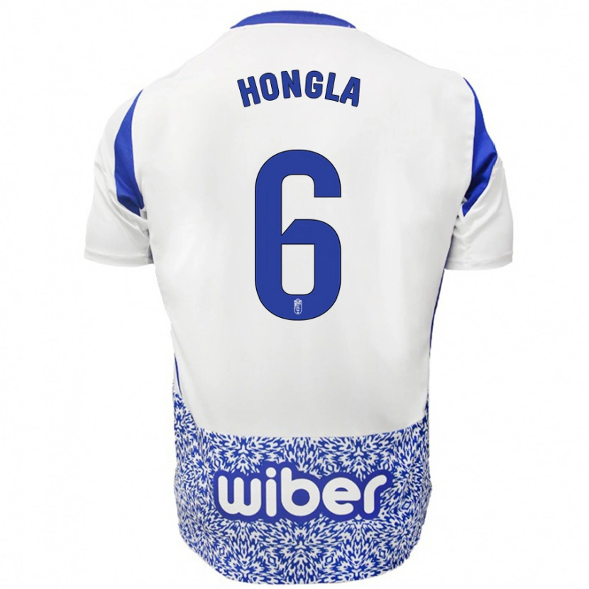 Danxen Bambino Maglia Martin Hongla #6 Bianco Blu Kit Gara Away 2024/25 Maglietta