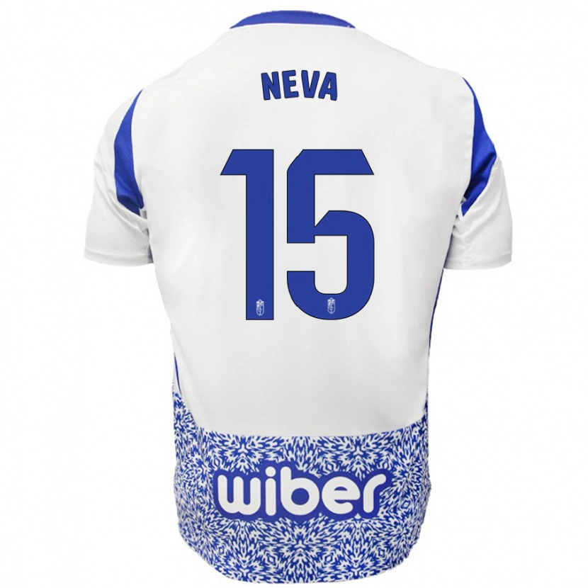 Danxen Bambino Maglia Carlos Neva #15 Bianco Blu Kit Gara Away 2024/25 Maglietta