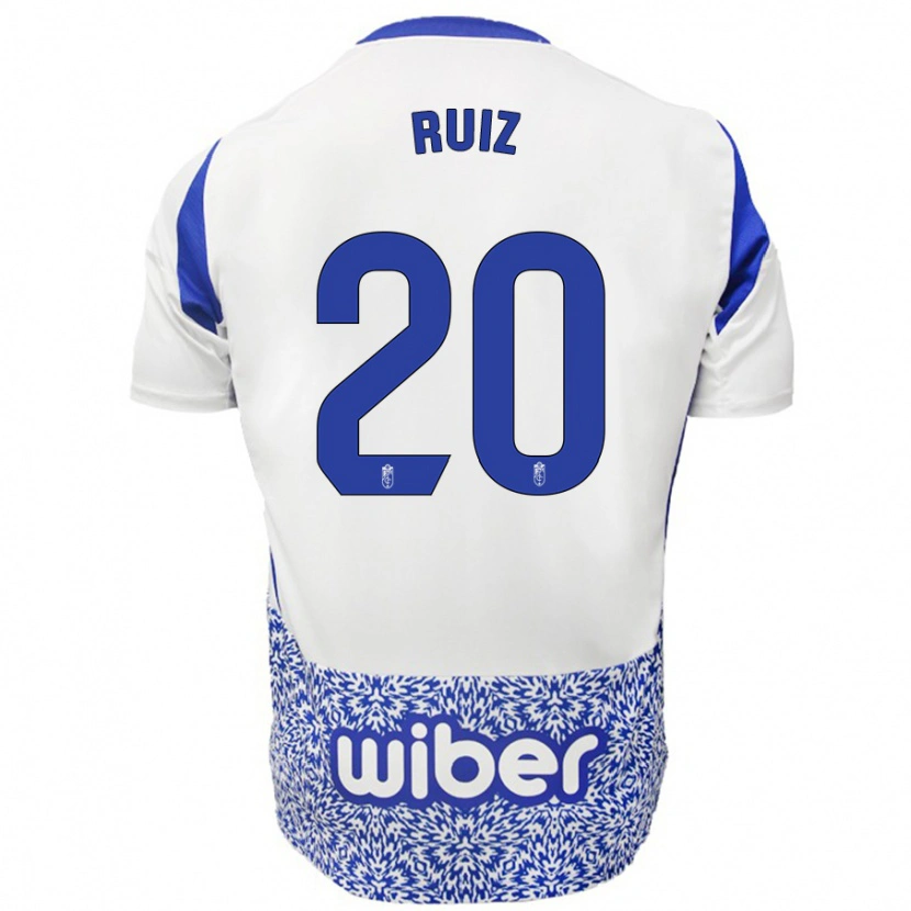 Danxen Bambino Maglia Sergio Ruiz #20 Bianco Blu Kit Gara Away 2024/25 Maglietta