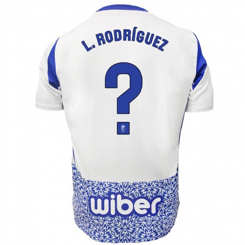 Danxen Bambino Maglia Iker López Rodríguez #0 Bianco Blu Kit Gara Away 2024/25 Maglietta