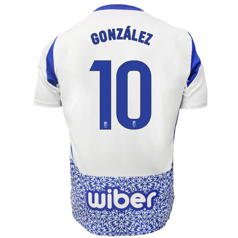 Danxen Bambino Maglia Mario González #10 Bianco Blu Kit Gara Away 2024/25 Maglietta