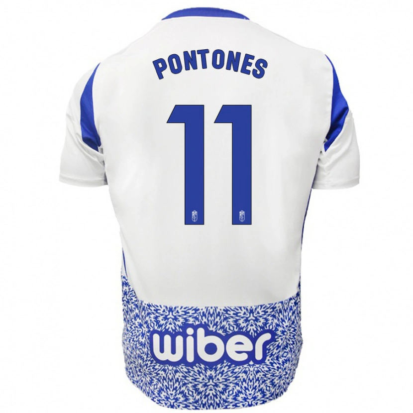 Danxen Bambino Maglia Juan Carlos Pontones #11 Bianco Blu Kit Gara Away 2024/25 Maglietta