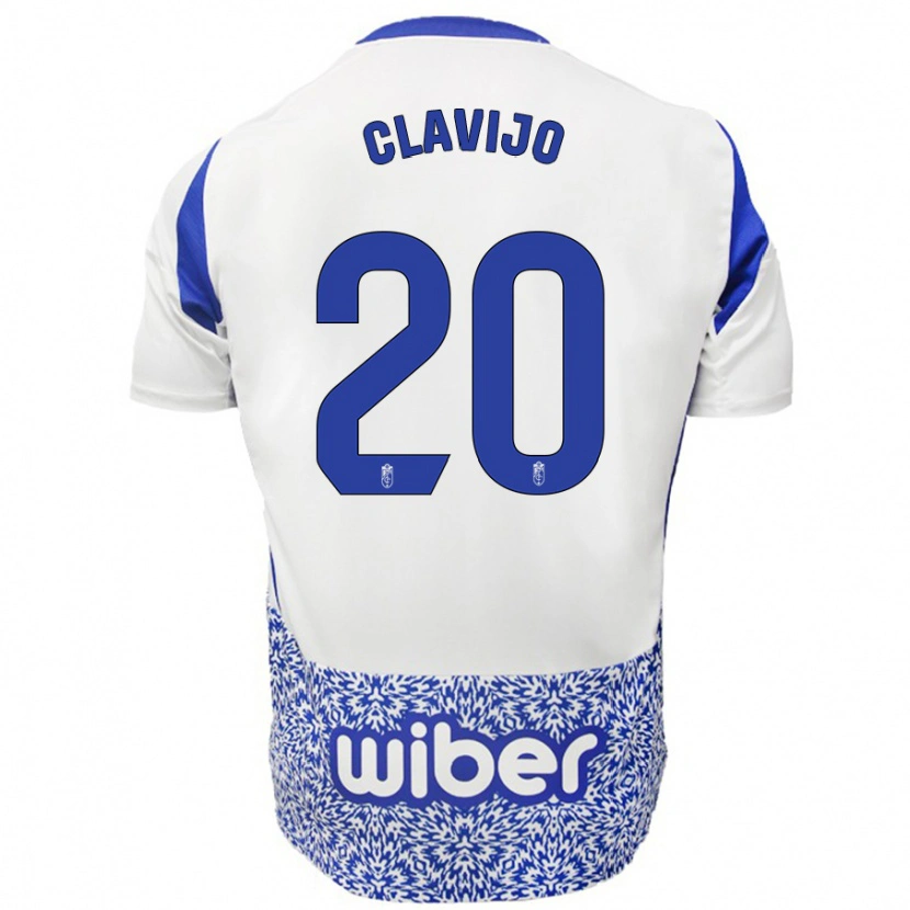 Danxen Bambino Maglia Dani Clavijo #20 Bianco Blu Kit Gara Away 2024/25 Maglietta