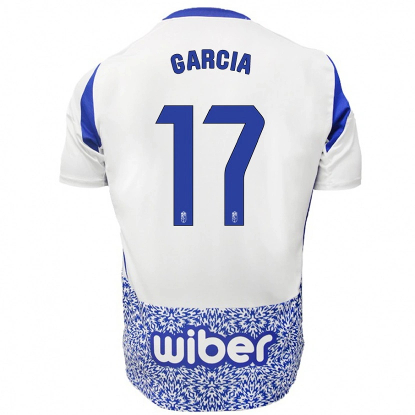 Danxen Bambino Maglia Naima García #17 Bianco Blu Kit Gara Away 2024/25 Maglietta