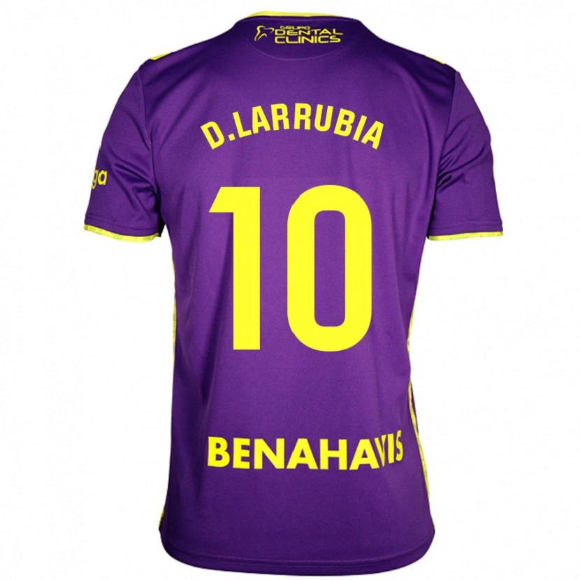 Danxen Bambino Maglia David Larrubia #10 Viola Giallo Kit Gara Away 2024/25 Maglietta