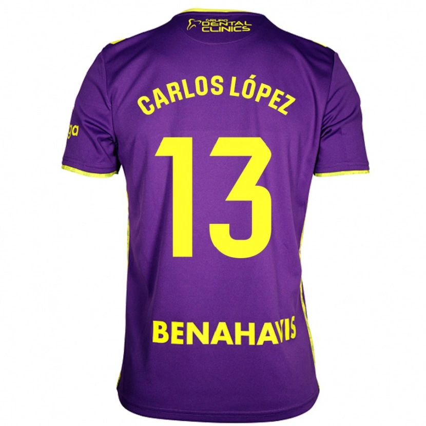 Danxen Bambino Maglia Carlos López #13 Viola Giallo Kit Gara Away 2024/25 Maglietta