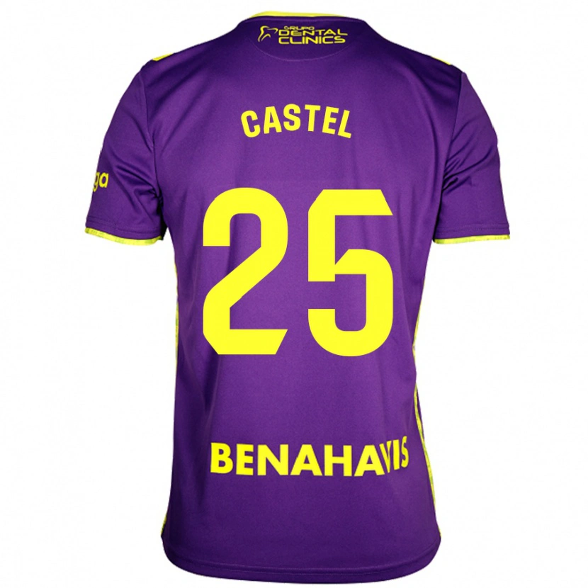 Danxen Bambino Maglia Sergio Castel #25 Viola Giallo Kit Gara Away 2024/25 Maglietta
