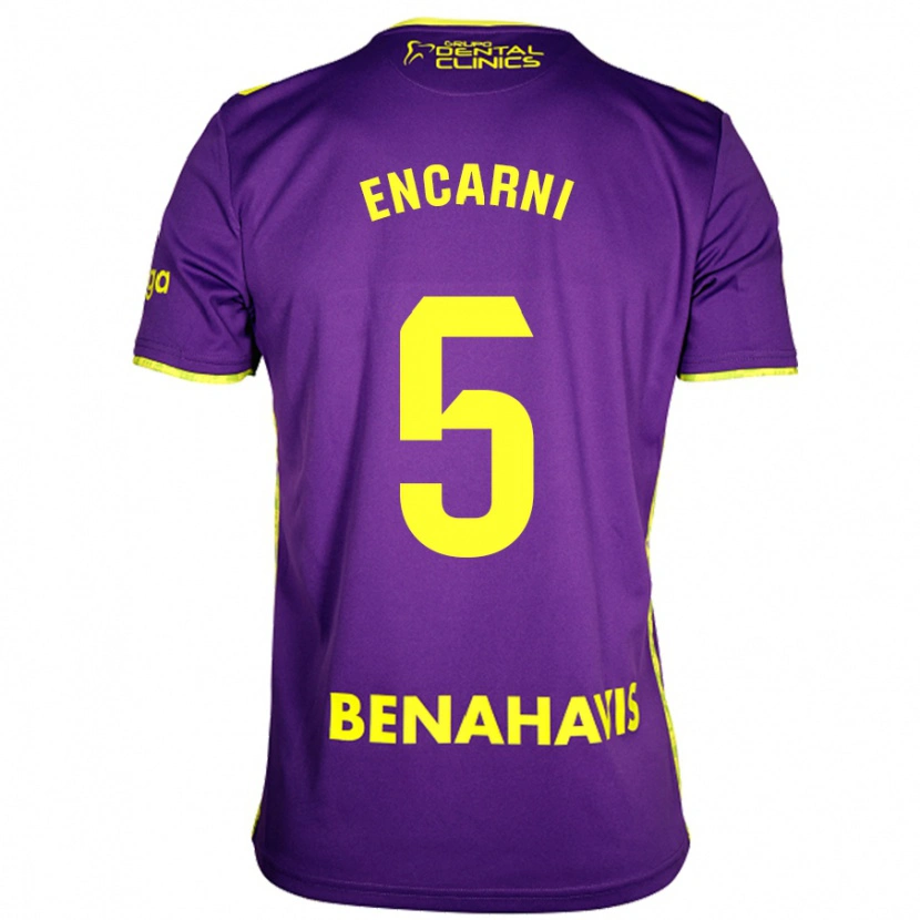 Danxen Bambino Maglia Encarni #5 Viola Giallo Kit Gara Away 2024/25 Maglietta