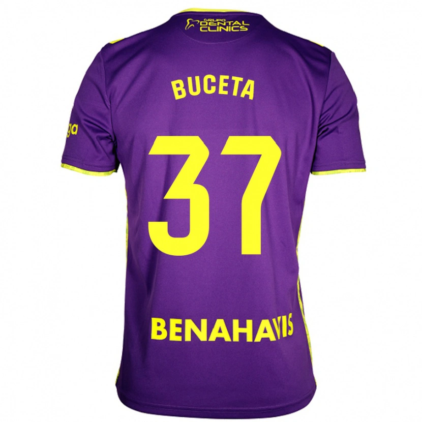 Danxen Bambino Maglia Ana Buceta #37 Viola Giallo Kit Gara Away 2024/25 Maglietta