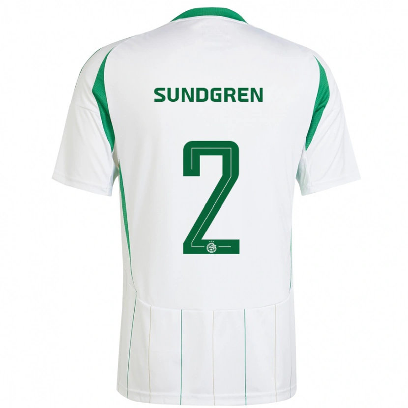 Danxen Bambino Maglia Daniel Sundgren #2 Bianco Verde Kit Gara Away 2024/25 Maglietta