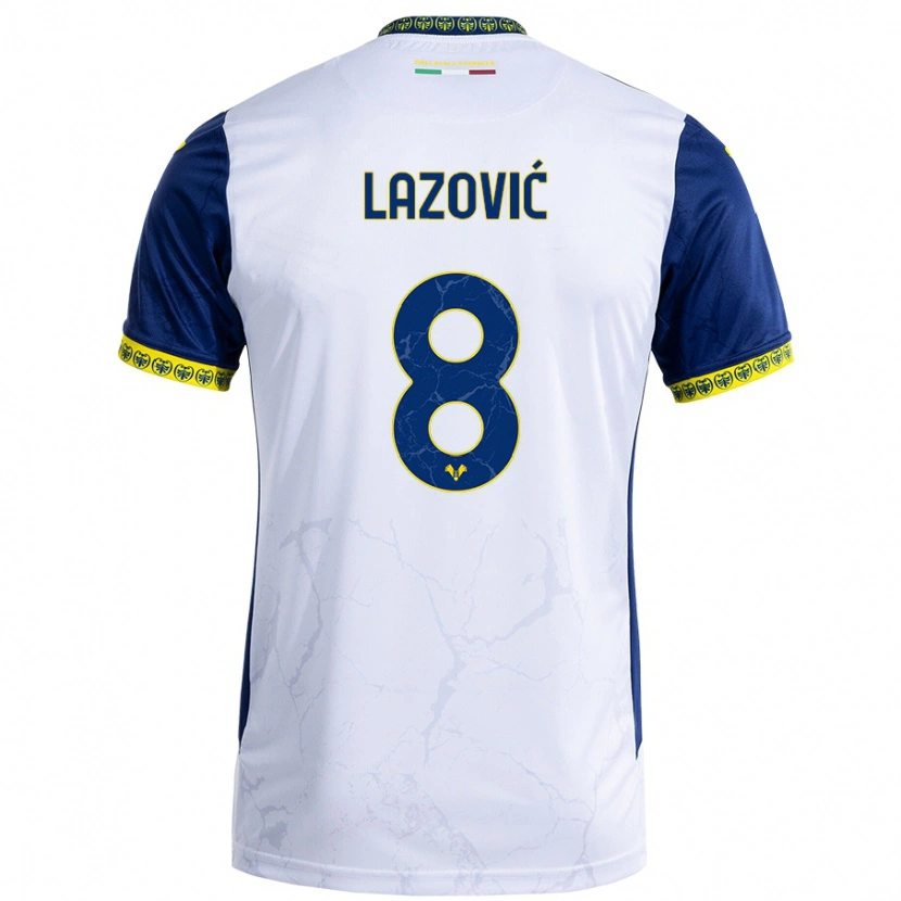 Danxen Bambino Maglia Darko Lazović #8 Bianco Blu Kit Gara Away 2024/25 Maglietta