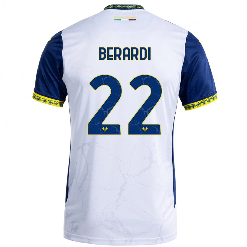 Danxen Bambino Maglia Alessandro Berardi #22 Bianco Blu Kit Gara Away 2024/25 Maglietta
