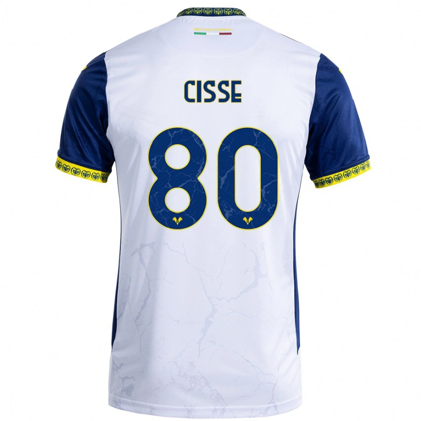 Danxen Bambino Maglia Alphadjo Cissè #80 Bianco Blu Kit Gara Away 2024/25 Maglietta