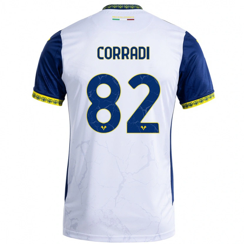 Danxen Bambino Maglia Christian Corradi #82 Bianco Blu Kit Gara Away 2024/25 Maglietta