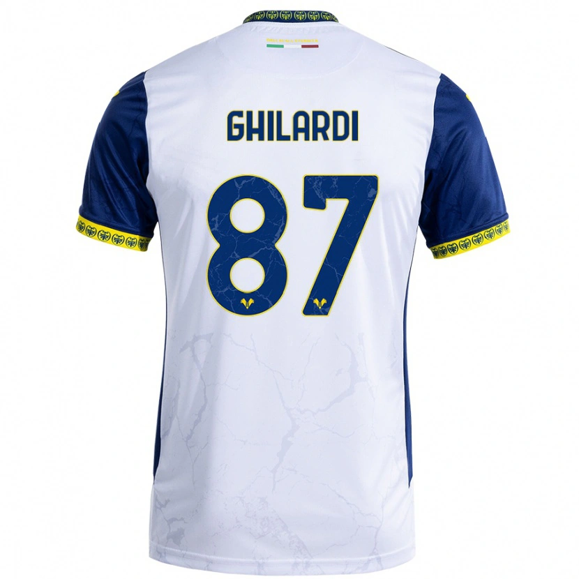 Danxen Bambino Maglia Daniele Ghilardi #87 Bianco Blu Kit Gara Away 2024/25 Maglietta