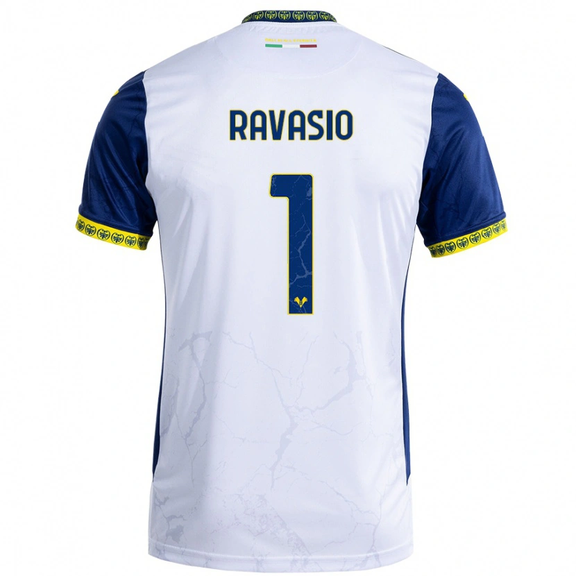 Danxen Bambino Maglia Manuel Ravasio #1 Bianco Blu Kit Gara Away 2024/25 Maglietta