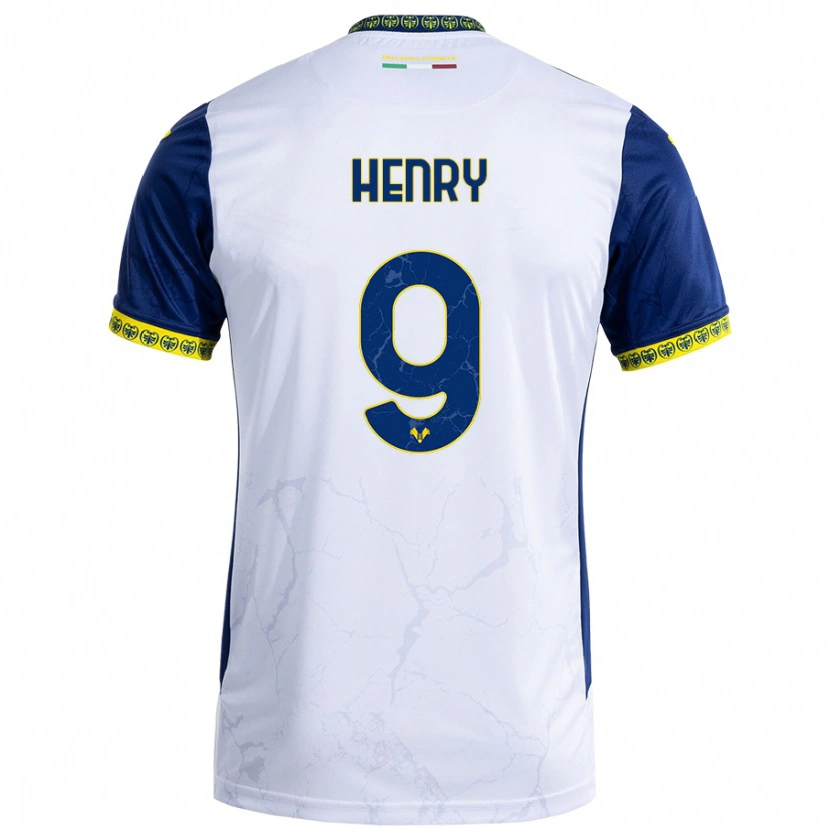 Danxen Bambino Maglia Thomas Henry #9 Bianco Blu Kit Gara Away 2024/25 Maglietta