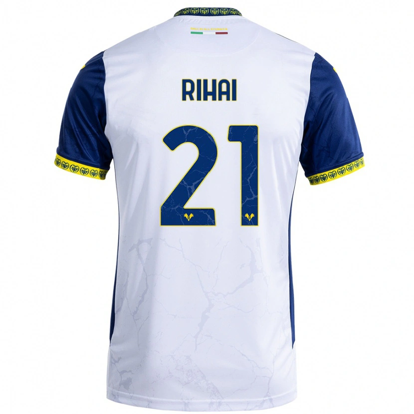 Danxen Bambino Maglia Aiman Rihai #21 Bianco Blu Kit Gara Away 2024/25 Maglietta
