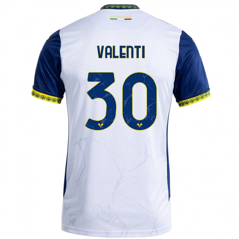 Danxen Bambino Maglia Francesco Valenti #30 Bianco Blu Kit Gara Away 2024/25 Maglietta