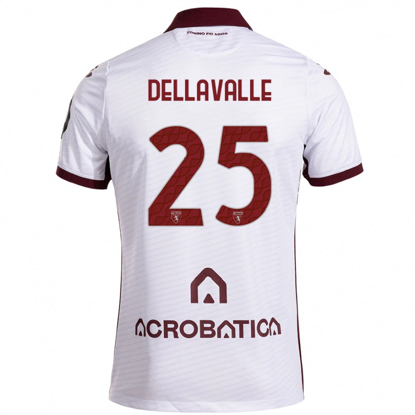 Danxen Bambino Maglia Alessandro Dellavalle #25 Bianco Marrone Kit Gara Away 2024/25 Maglietta