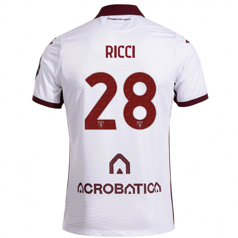 Danxen Bambino Maglia Samuele Ricci #28 Bianco Marrone Kit Gara Away 2024/25 Maglietta