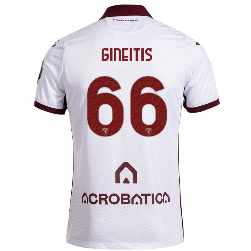 Danxen Bambino Maglia Gvidas Gineitis #66 Bianco Marrone Kit Gara Away 2024/25 Maglietta