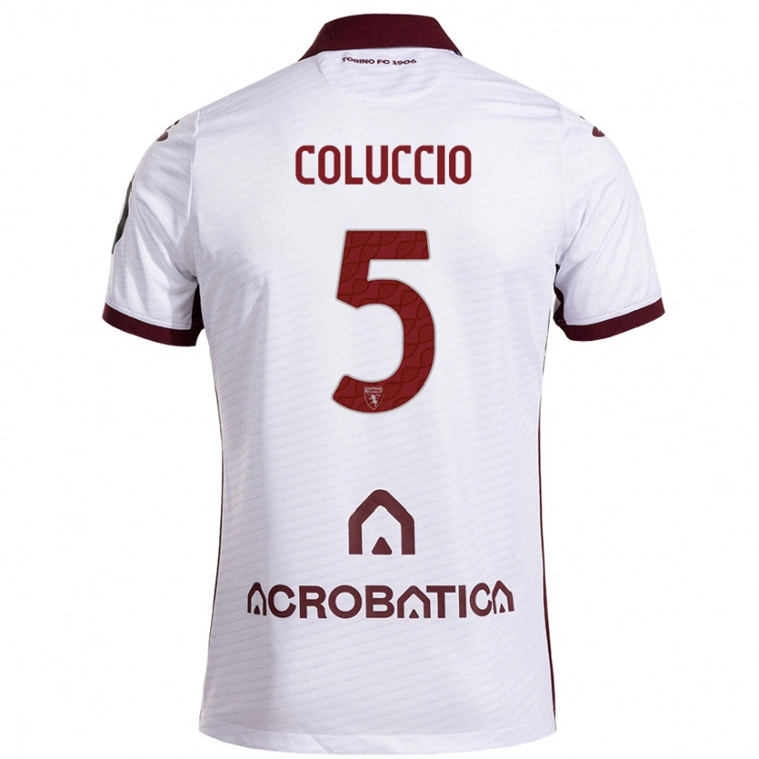 Danxen Bambino Maglia Francesca Coluccio #5 Bianco Marrone Kit Gara Away 2024/25 Maglietta