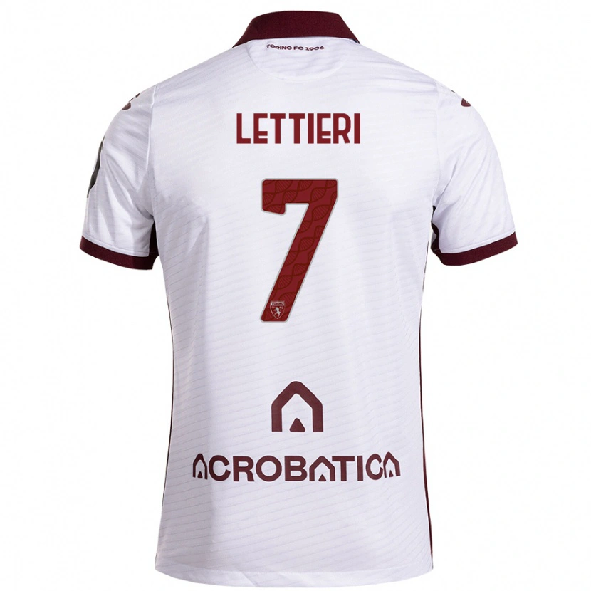 Danxen Bambino Maglia Jessica Lettieri #7 Bianco Marrone Kit Gara Away 2024/25 Maglietta